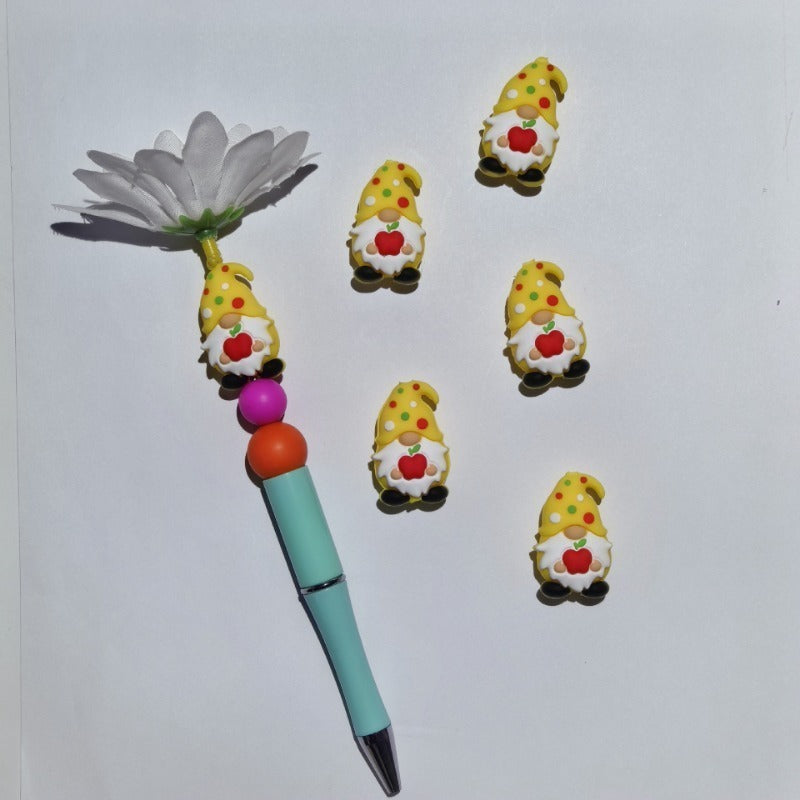 Wholesale 3D Apple Dwarf Silicone Cartoon Beads 10pcs/pack